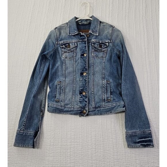 Abercrombie and Fitch Heavy Denim Jacket Women's Small Pockets Reinforced EUC LN - Picture 12 of 12